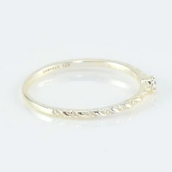 SOLD! Vintage 925 Sterling Silver & Cubic Zirconia Dainty Stack Band Ring - Picture 2 of 4